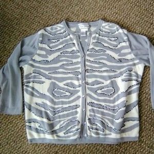 🌿Diane Gilman Animal Print Sequin Cardigan